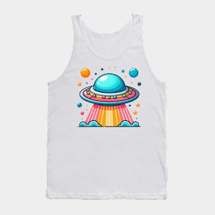 cute colorful flying saucer ufo Tank Top